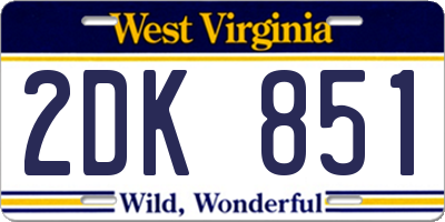 WV license plate 2DK851