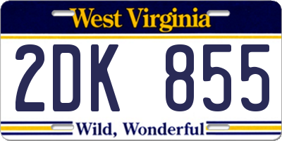 WV license plate 2DK855