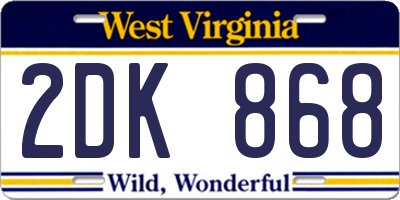 WV license plate 2DK868