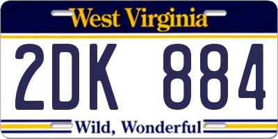 WV license plate 2DK884