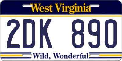 WV license plate 2DK890