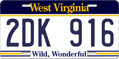 WV license plate 2DK916