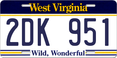 WV license plate 2DK951