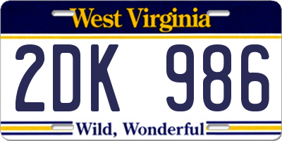WV license plate 2DK986
