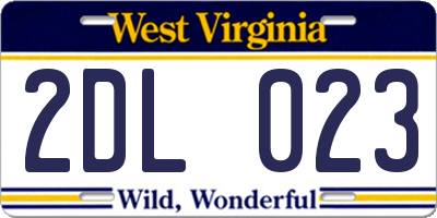 WV license plate 2DL023