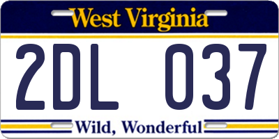 WV license plate 2DL037