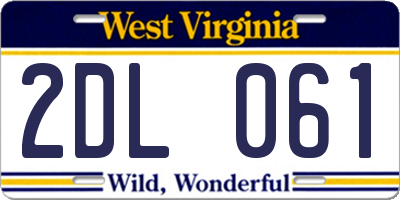 WV license plate 2DL061
