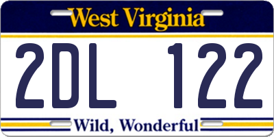 WV license plate 2DL122