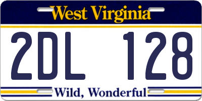 WV license plate 2DL128