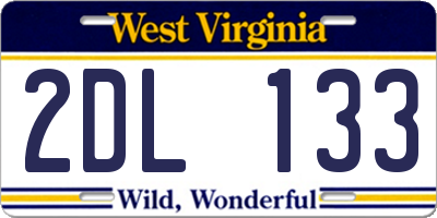 WV license plate 2DL133