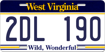 WV license plate 2DL190