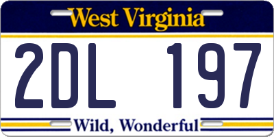 WV license plate 2DL197