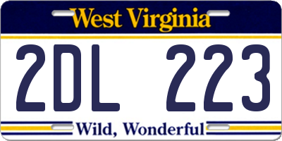 WV license plate 2DL223