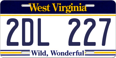 WV license plate 2DL227