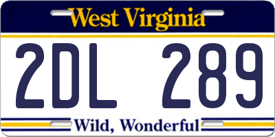 WV license plate 2DL289