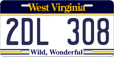 WV license plate 2DL308
