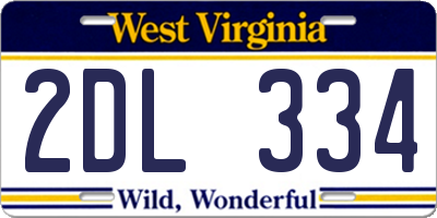 WV license plate 2DL334