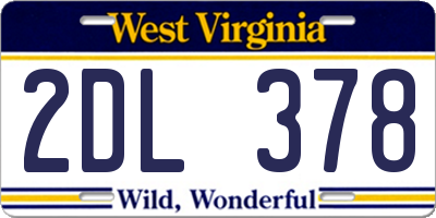 WV license plate 2DL378