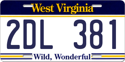 WV license plate 2DL381