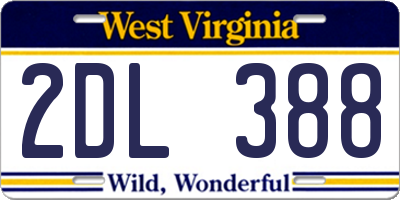 WV license plate 2DL388