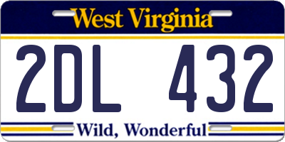 WV license plate 2DL432
