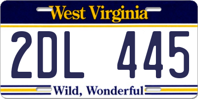 WV license plate 2DL445