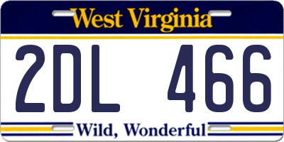 WV license plate 2DL466