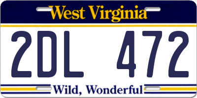 WV license plate 2DL472