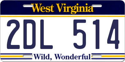 WV license plate 2DL514