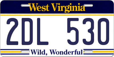 WV license plate 2DL530