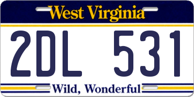 WV license plate 2DL531