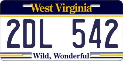 WV license plate 2DL542