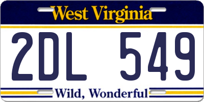 WV license plate 2DL549