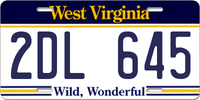 WV license plate 2DL645