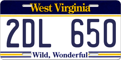 WV license plate 2DL650