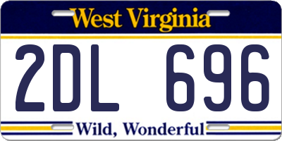 WV license plate 2DL696