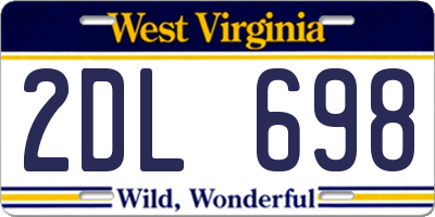 WV license plate 2DL698