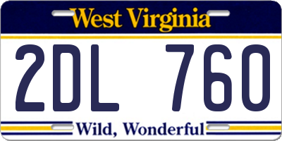 WV license plate 2DL760