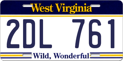 WV license plate 2DL761