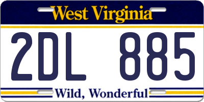 WV license plate 2DL885
