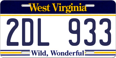 WV license plate 2DL933