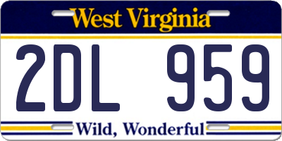 WV license plate 2DL959