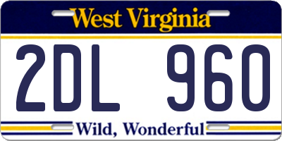 WV license plate 2DL960
