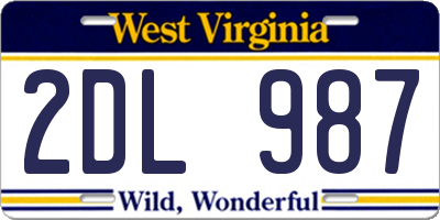 WV license plate 2DL987