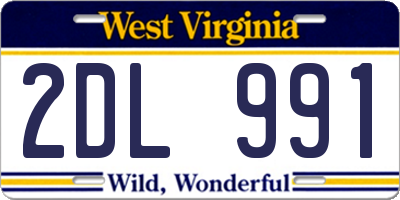 WV license plate 2DL991