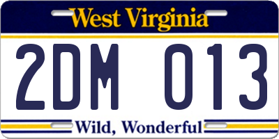 WV license plate 2DM013