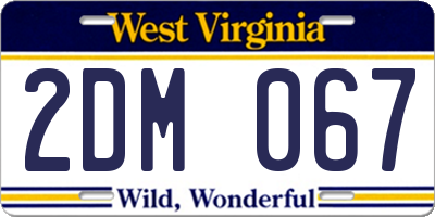 WV license plate 2DM067
