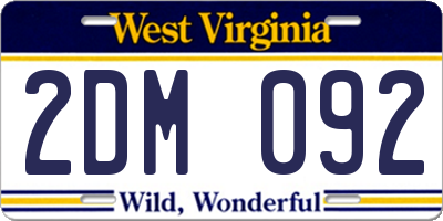 WV license plate 2DM092