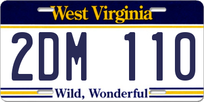 WV license plate 2DM110