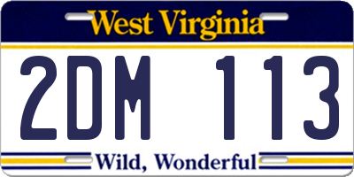 WV license plate 2DM113